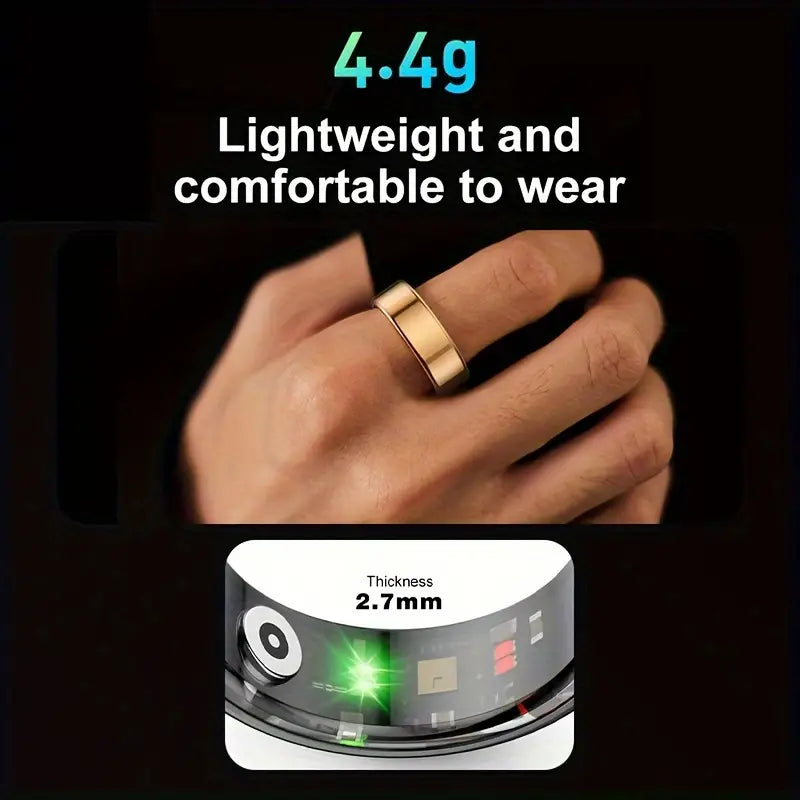 NNETM Smart Ring Fitness Tracker - Stainless Steel Workout Smart Ring