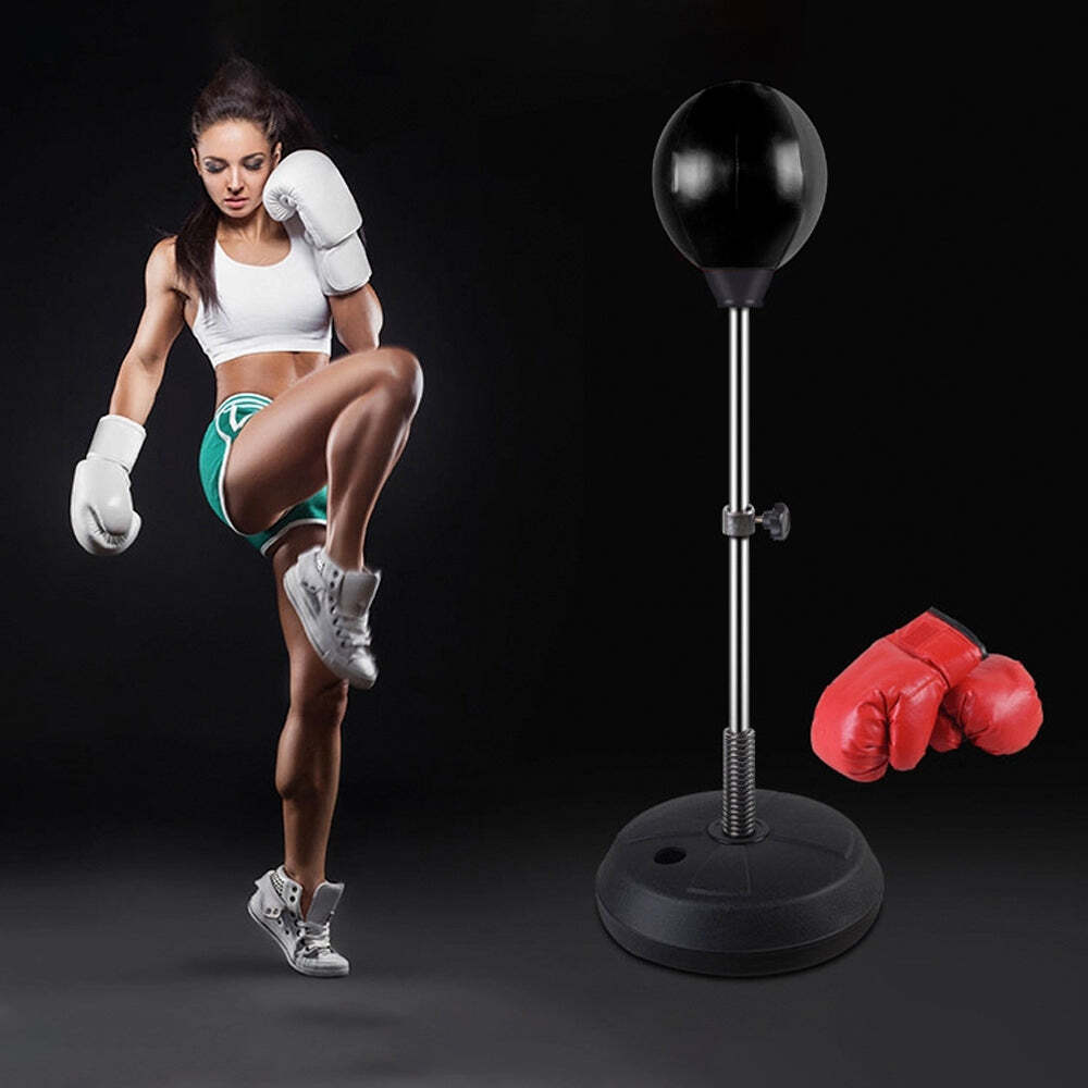 NNEDSZ Free-Standing Boxing Set: PU Punching Ball & Boxing Gloves