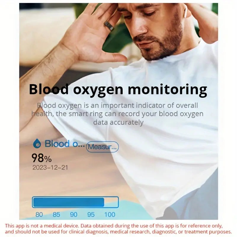 NNETM Smart Ring Fitness Tracker - Stainless Steel Workout Smart Ring